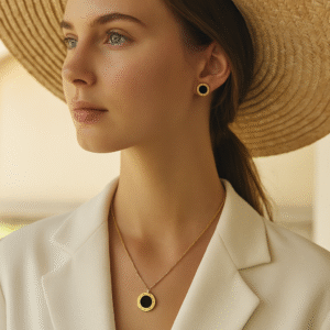 Ensemble  Collier et Boucles d’Oreilles - Acier Inoxydable