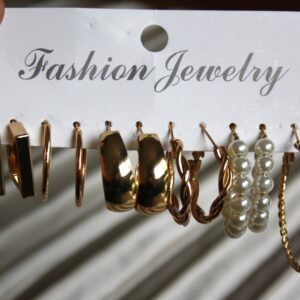 Pack de 6 paires de boucles dorées avec design bombé