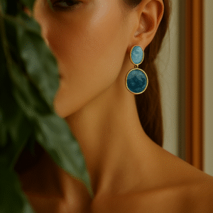 Azur Mystique – Boucles d’oreilles duo nacre & bleu profond
